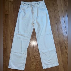 Off white straight leg jeans